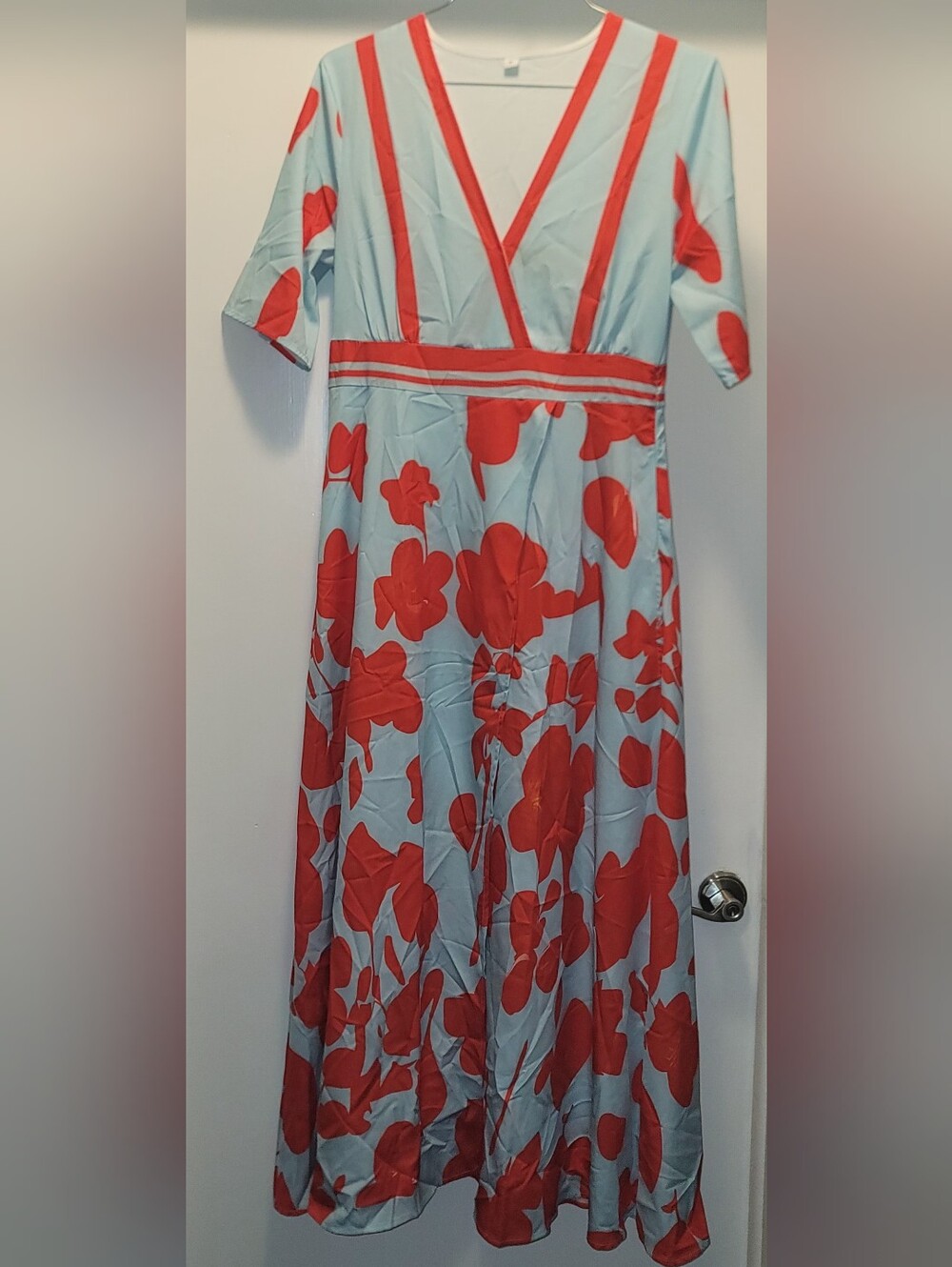 Girls' Light Blue & Red Floral Dress - Brand Unspecified